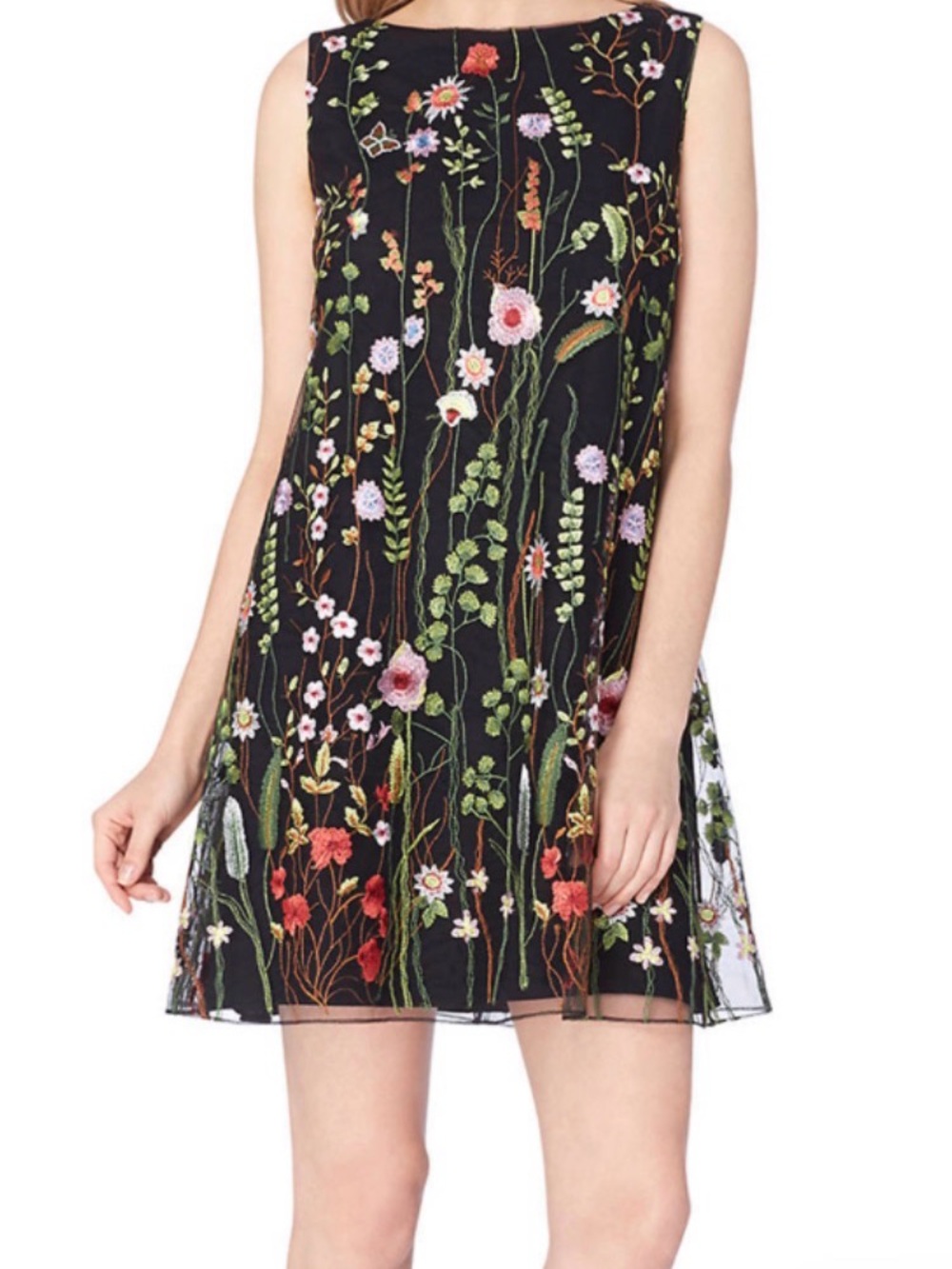 Tahari Arthur S. Levine Floral Embroidered Shift Womens Dress Size 14